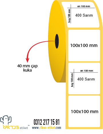 100x100 Eko Termal Etiket 400'lü 76'lık Masura resmi